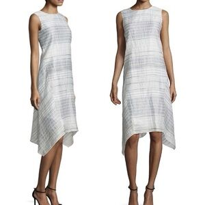 Lafayette 148 Romona Crinkle Handkerchief dress Sz XXL NEW Sterling Multi Grey